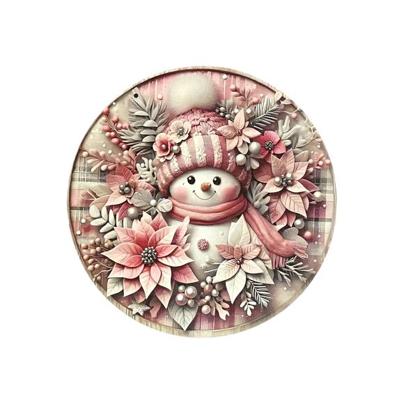 Blush Pink Snowman Wreath Kit | Winter Ribbon & Sign Craft Bundle DIY Decor - Picture 2 of 5